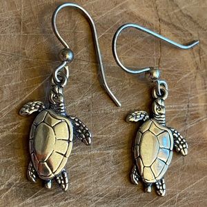 Vintage Kabana sterling sea turtle dangle earrings